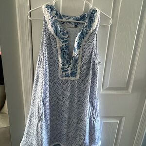 Cabana Life Blue Sleeveless Ruffled Tunic